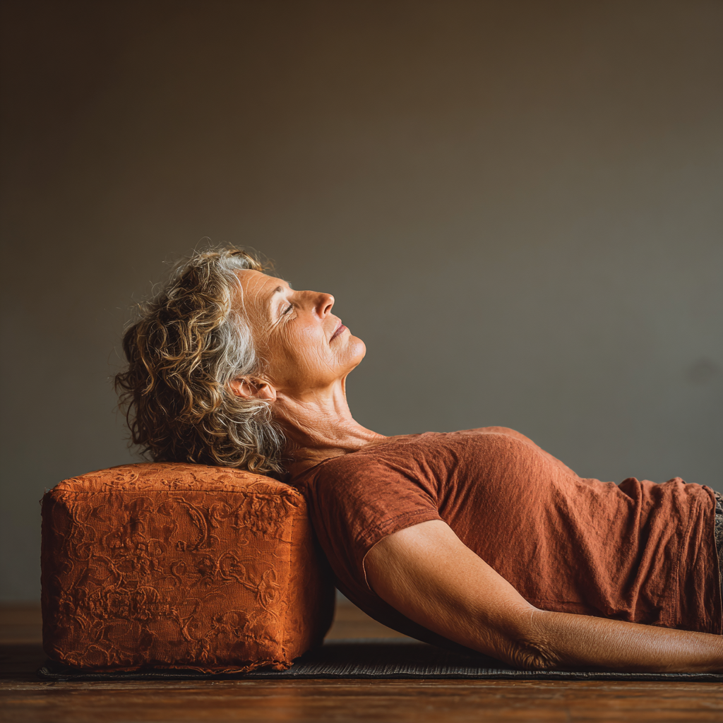 Старші люди практикують йогу на природі під час світанку